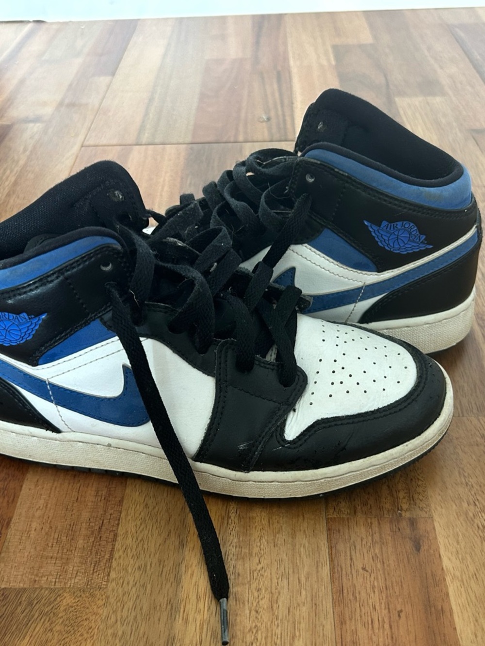 Nike Black White Blue High-Top Sneakers
